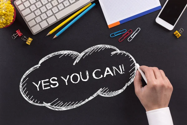 Yes You Can! Írásbeli Chalkboard — Stock Fotó