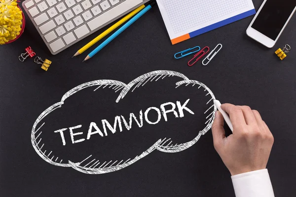 Teamwork tekst geschreven — Stockfoto