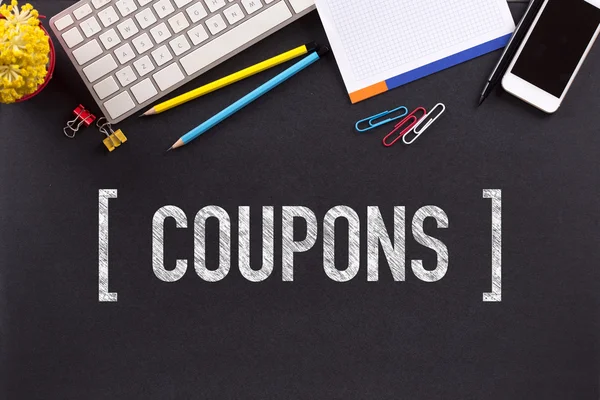 Coupons tekst geschreven — Stockfoto