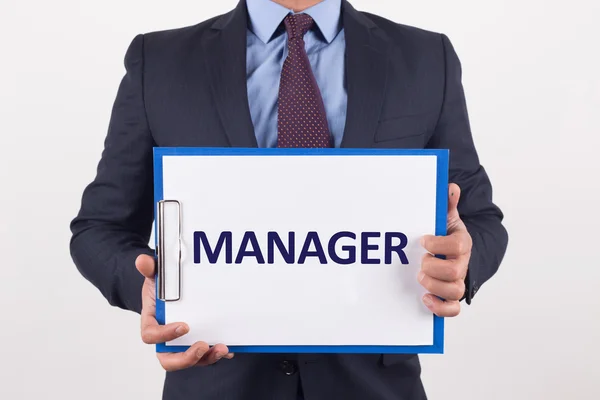 Businessman showing paper — Stock Photo, Image