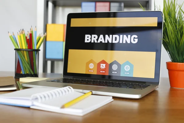 Branding text on screen — Stock Photo, Image