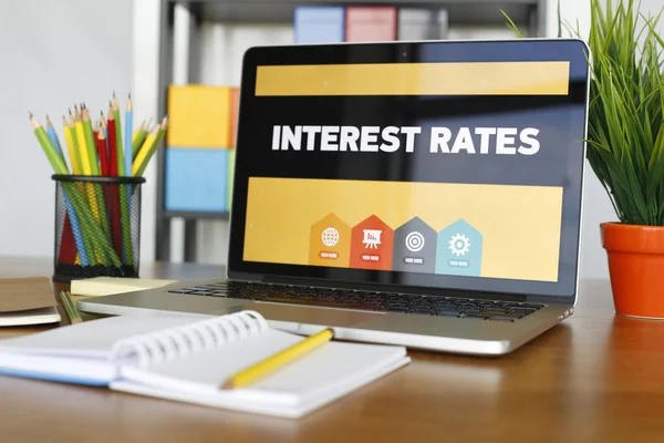 Interest Rates text — Stock Photo, Image