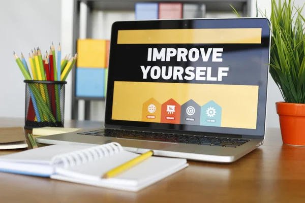 Improve Yourself text on laptop — Stock Photo, Image