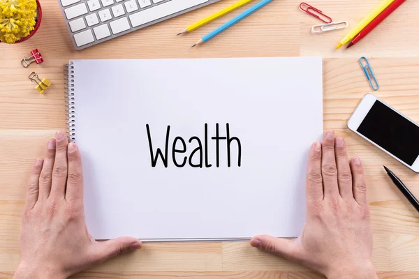Texto do conceito de riqueza — Fotografia de Stock