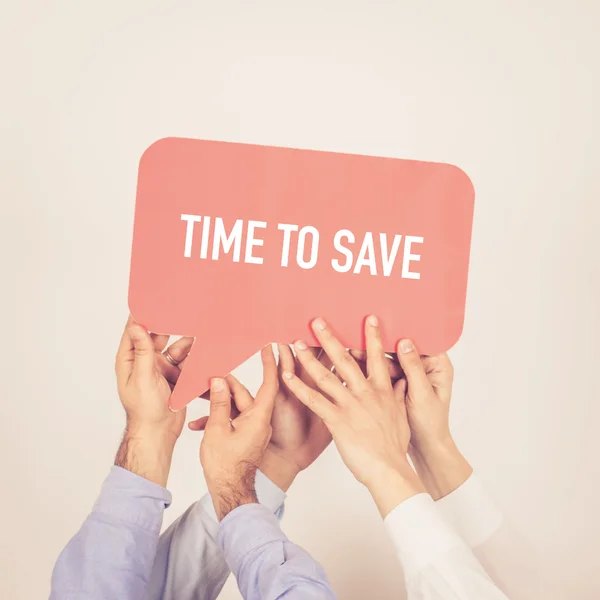 People holding written speech bubble — Stock Photo, Image