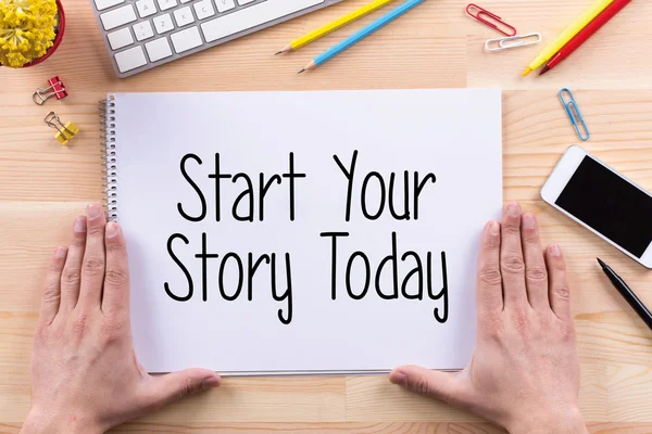 Starta din berättelse idag text — Stockfoto