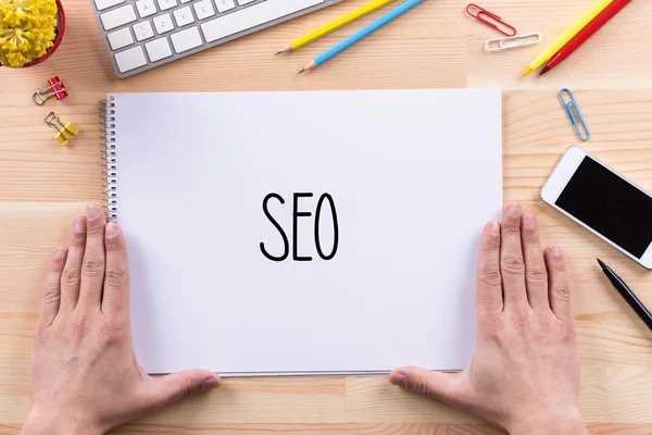 SEO text on paper — Stock Photo, Image