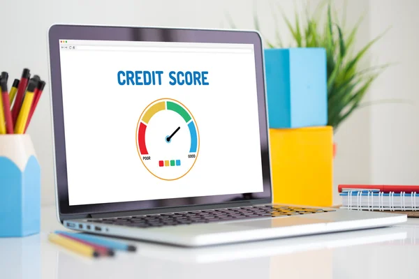 Computer with credit score application — Stock Photo, Image