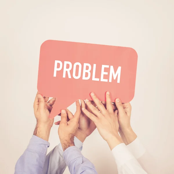 People holding written speech bubble — Stock Photo, Image