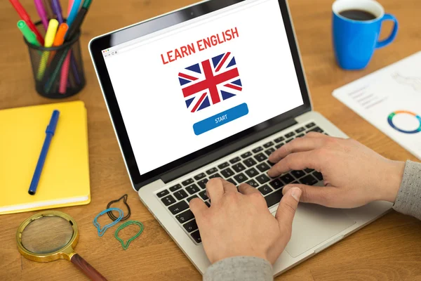 Learn english  text on screen — Stock Photo, Image