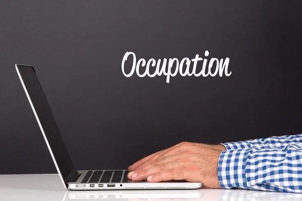 Male hands on laptop keyboard — Stock Photo, Image