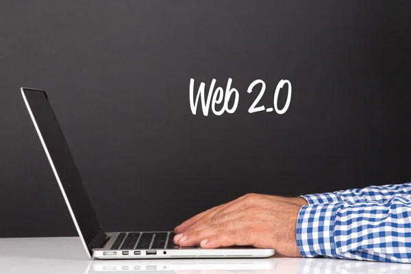 Male hands on laptop keyboard — Stock Photo, Image