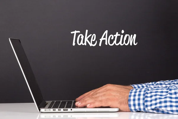 Male hands on laptop keyboard — Stock Photo, Image