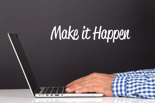 Male hands on laptop keyboard — Stock Photo, Image