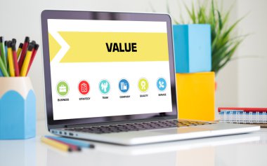 Konsept dizüstü bilgisayar ekranında