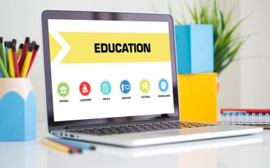 Konsept dizüstü bilgisayar ekranında