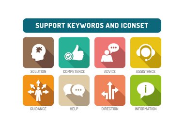 Anahtar kelimeler ve düz Icons Set