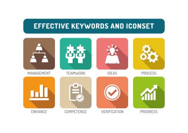 Anahtar kelimeler ve düz Icons Set