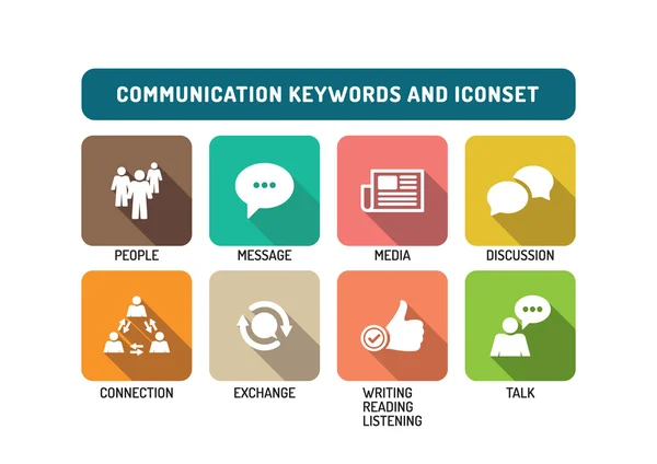 Palabras clave e iconos planos conjunto — Archivo Imágenes Vectoriales