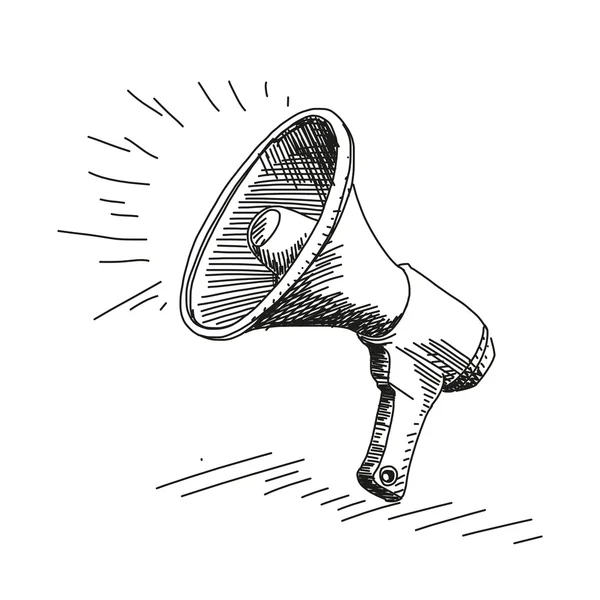 Megaphone Drawing with black and white — Stock Vector