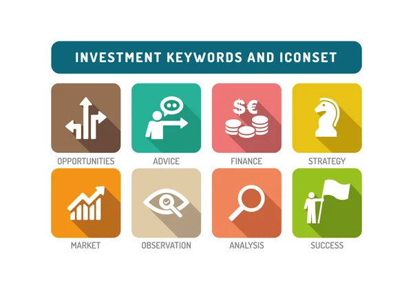 키워드 및 평면 아이콘 세트 — 스톡 벡터