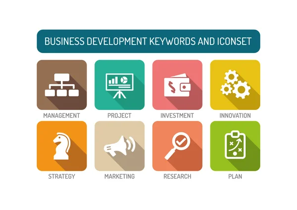 कीवर्ड और फ्लैट आइकन सेट — स्टॉक वेक्टर
