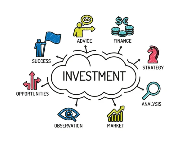 Grafico con parole chiave e icone — Vettoriale Stock