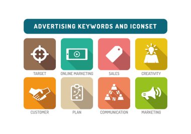 Anahtar kelimeler ve düz Icons Set