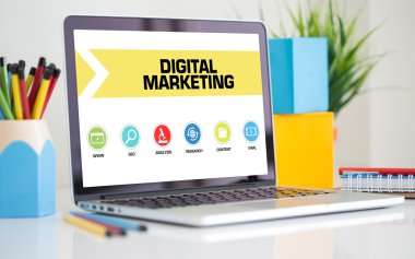 Konsept dizüstü bilgisayar ekranında