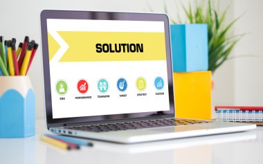 Konsept dizüstü bilgisayar ekranında