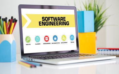 Konsept dizüstü bilgisayar ekranında