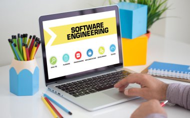 Konsept dizüstü bilgisayar ekranında