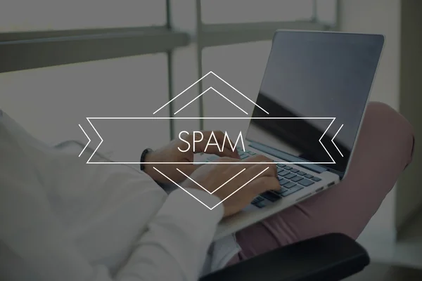 People Using Laptop and SPAM Concept — Stock Photo, Image
