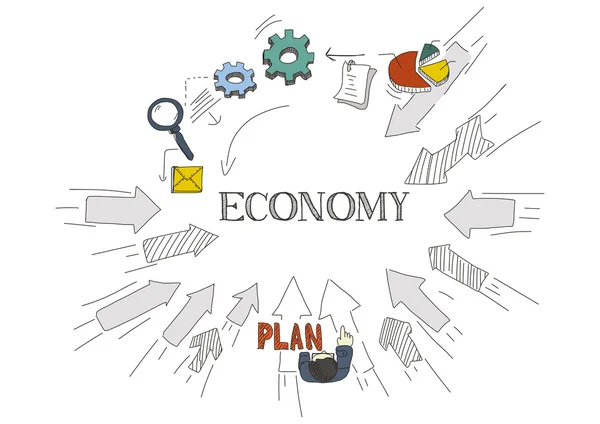 Setas doddle apontando para o centro —  Vetores de Stock