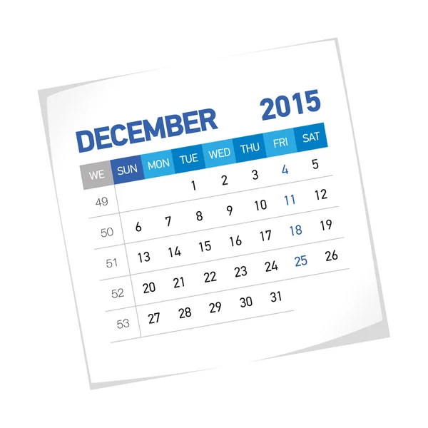 Calendario semanal en 2015 año — Vector de stock