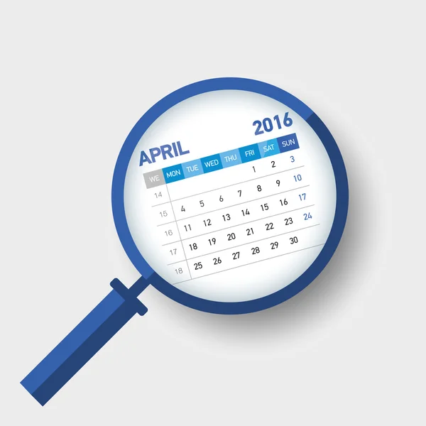 Týdenní kalendář na rok 2016 — Stockový vektor