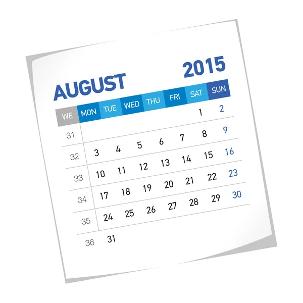 Щотижневий календар на 2015 рік — стоковий вектор