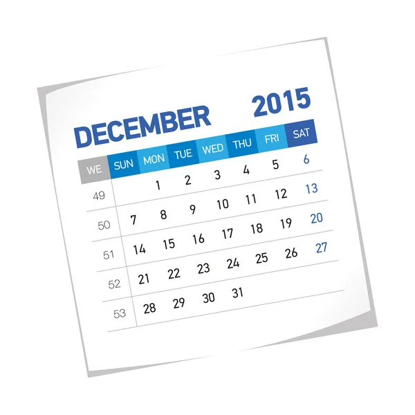 Calendario semanal en 2015 año — Vector de stock