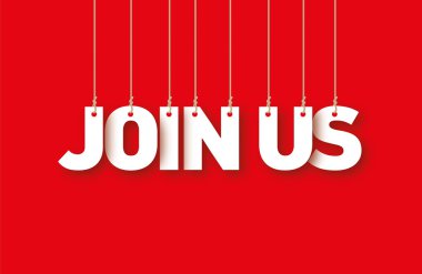 Harfler kırmızı zemin üzerine asılı