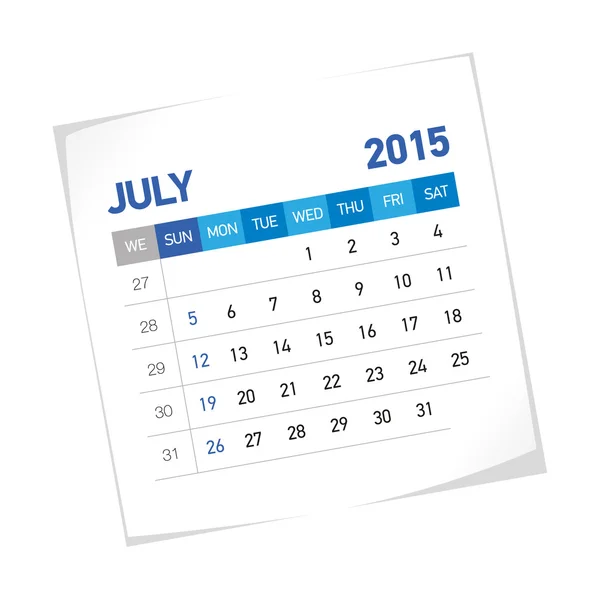 Щотижневий календар на 2015 рік — стоковий вектор
