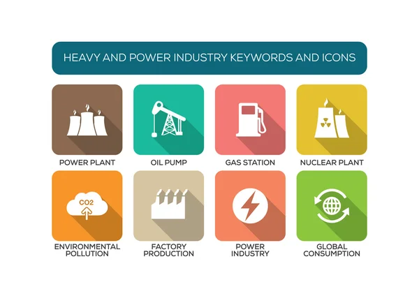 Conjunto de ícones planos com palavras-chave — Vetor de Stock