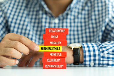 İş ahlakı kelime ahşap blok