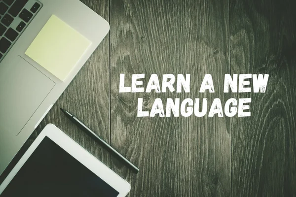 Imparare una nuova lingua testo — Foto Stock