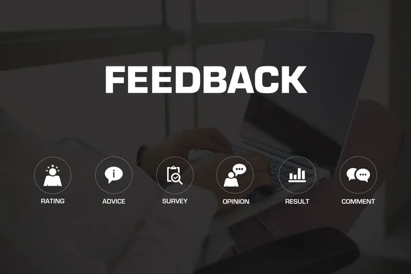 Iconos y palabras clave de FEEDBACK — Foto de Stock