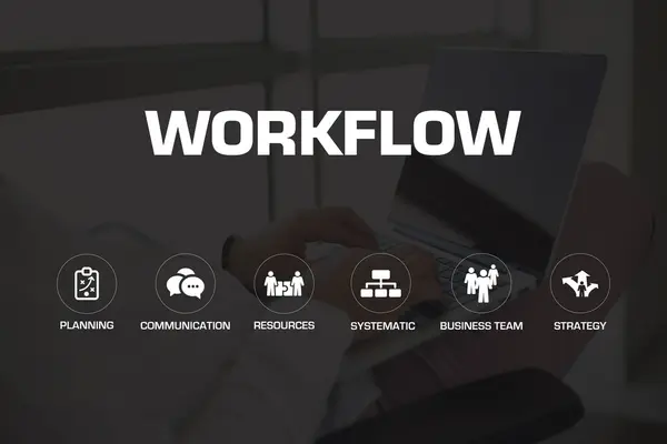 WORKFLOW icons and keywords — Stock Photo, Image