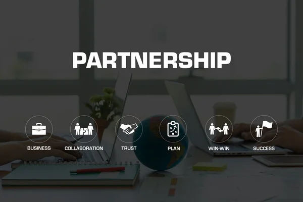 Partnerskap ikoner och nyckelord — Stockfoto