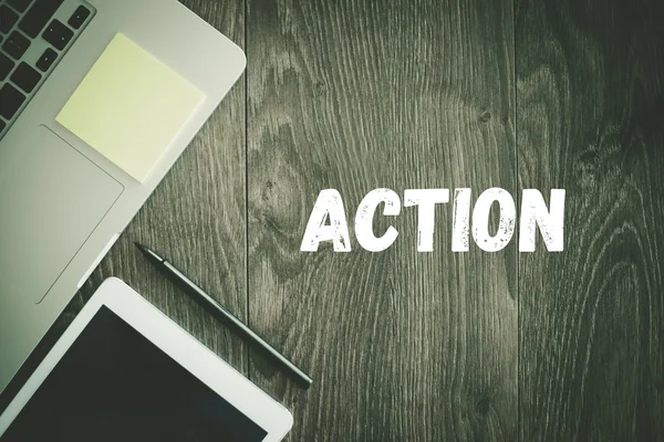 ACTION  text on desk — Stock Photo, Image