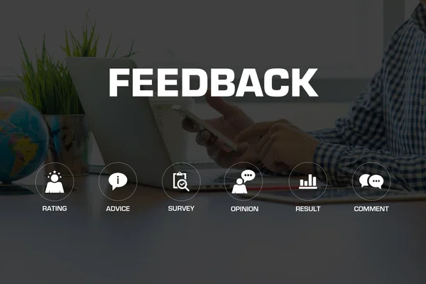 Feedback pictogrammen en trefwoorden — Stockfoto