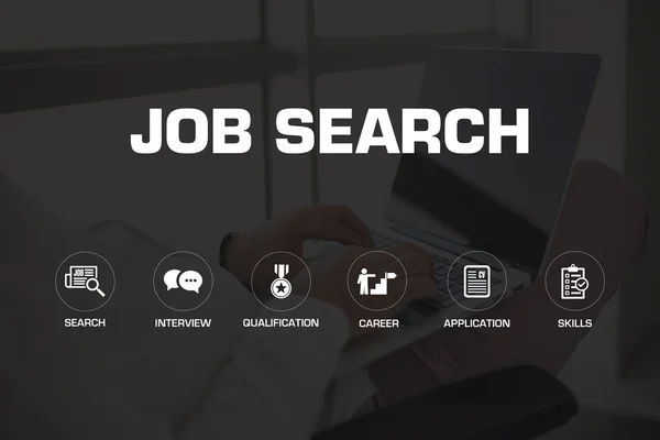 Job Search-pictogrammen en trefwoorden — Stockfoto