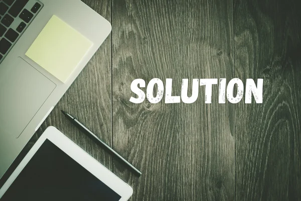 SOLUTION text on desk — Stock Photo, Image